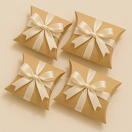custom kraft paper gift pillow boxes